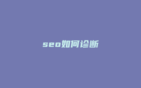 seo如何诊断