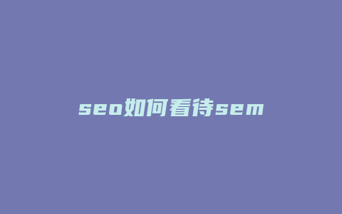 seo如何看待sem