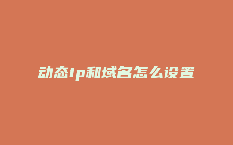 动态ip和域名怎么设置