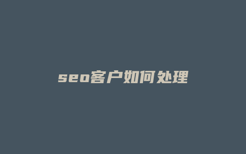 seo客户如何处理