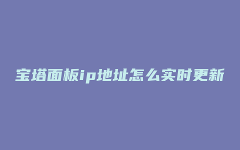 宝塔面板ip地址怎么实时更新