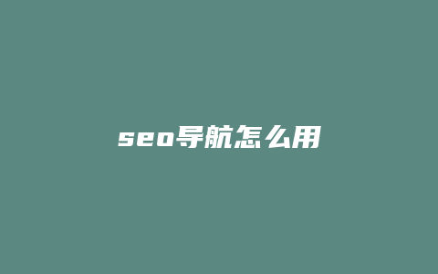 seo导航怎么用