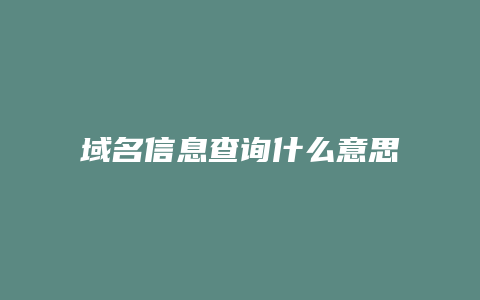 域名信息查询什么意思