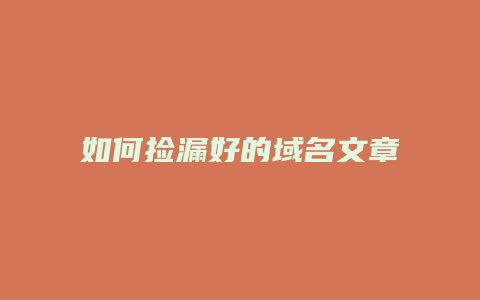 如何捡漏好的域名文章