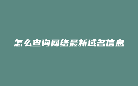 怎么查询网络最新域名信息