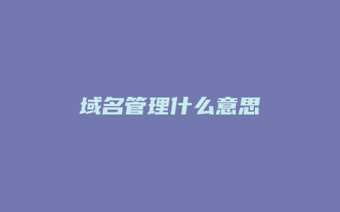 域名管理什么意思