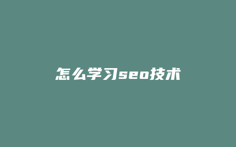 怎么学习seo技术