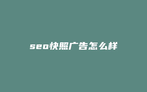 seo快照广告怎么样