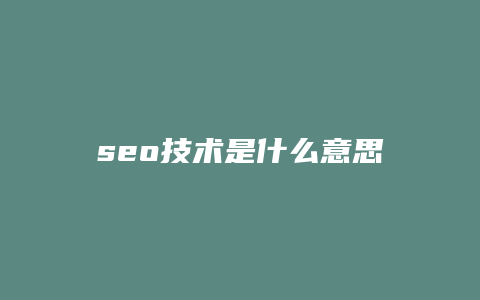 seo技术是什么意思