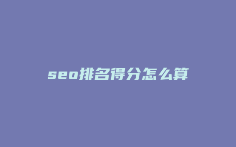 seo排名得分怎么算