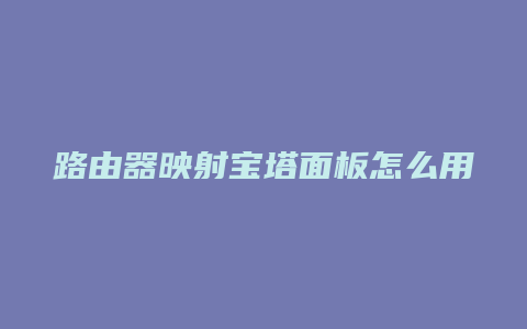 路由器映射宝塔面板怎么用