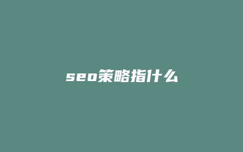 seo策略指什么