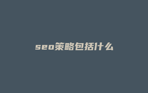 seo策略包括什么