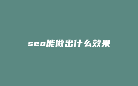 seo能做出什么效果