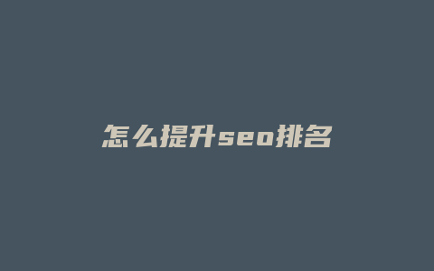 怎么提升seo排名