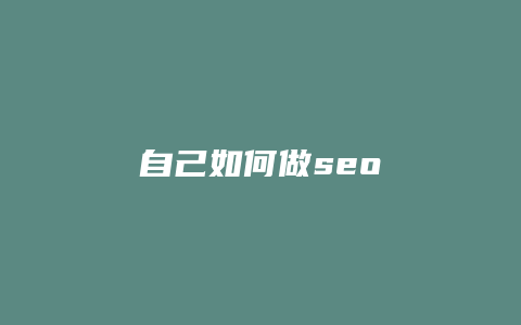 自己如何做seo