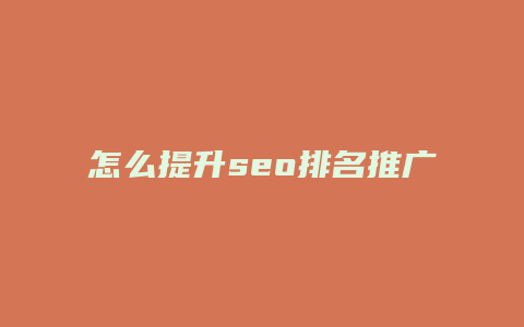 怎么提升seo排名推广