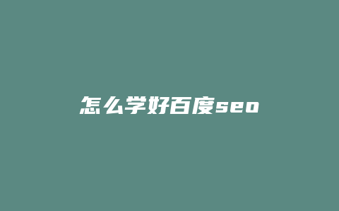 怎么学好百度seo