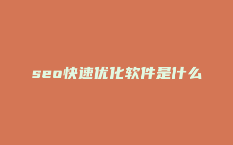 seo快速优化软件是什么