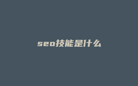 seo技能是什么