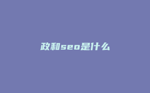 政和seo是什么