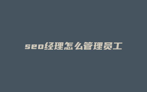 seo经理怎么管理员工