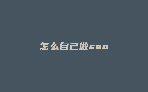 怎么自己做seo