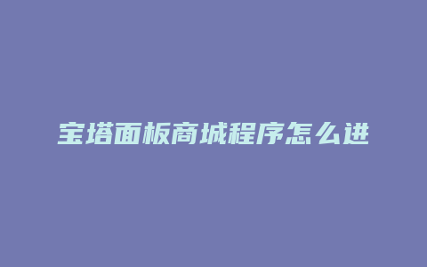 宝塔面板商城程序怎么进