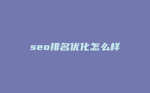 seo排名优化怎么样