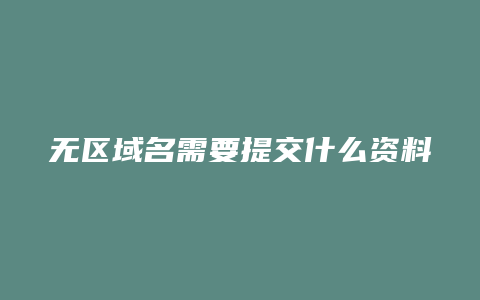 无区域名需要提交什么资料