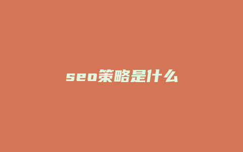 seo策略是什么