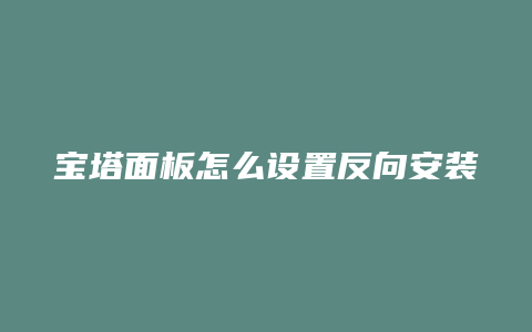 宝塔面板怎么设置反向安装