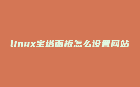 linux宝塔面板怎么设置网站