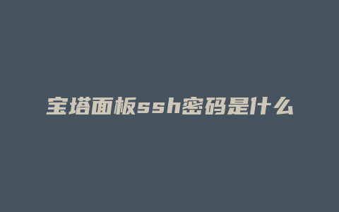 宝塔面板ssh密码是什么