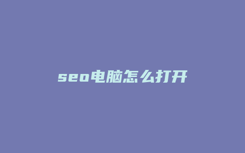 seo电脑怎么打开