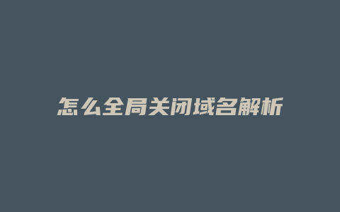 怎么全局关闭域名解析