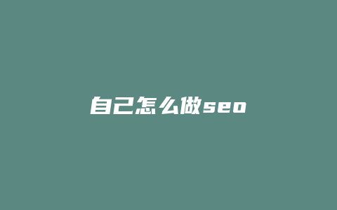 自己怎么做seo