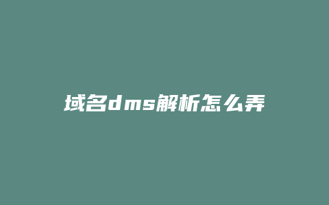 域名dms解析怎么弄