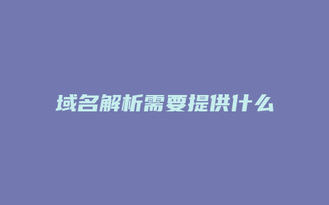 域名解析需要提供什么