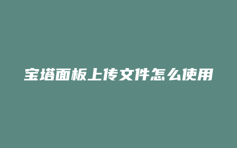 宝塔面板上传文件怎么使用