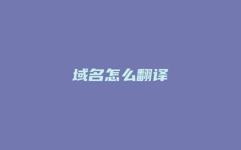 域名怎么翻译