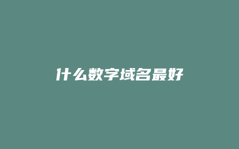 什么数字域名最好