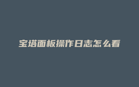 宝塔面板操作日志怎么看