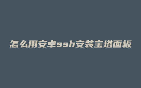 怎么用安卓ssh安装宝塔面板