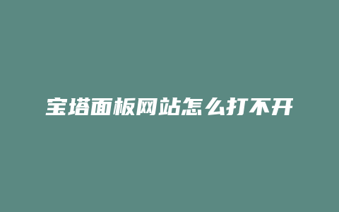 宝塔面板网站怎么打不开