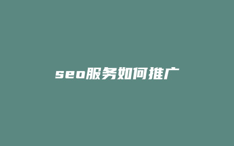 seo服务如何推广