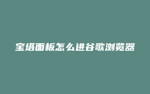 宝塔面板怎么进谷歌浏览器