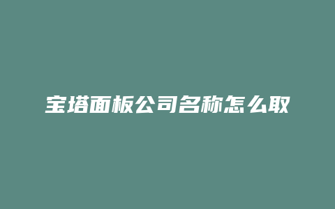 宝塔面板公司名称怎么取