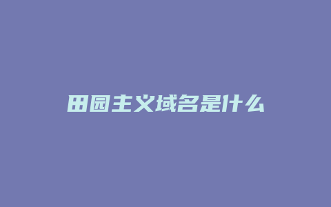 田园主义域名是什么