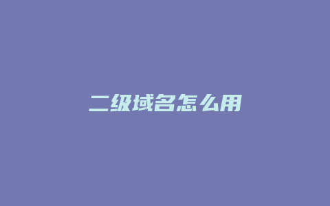 二级域名怎么用